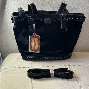 Elegant Black Tote with Silver Detailing